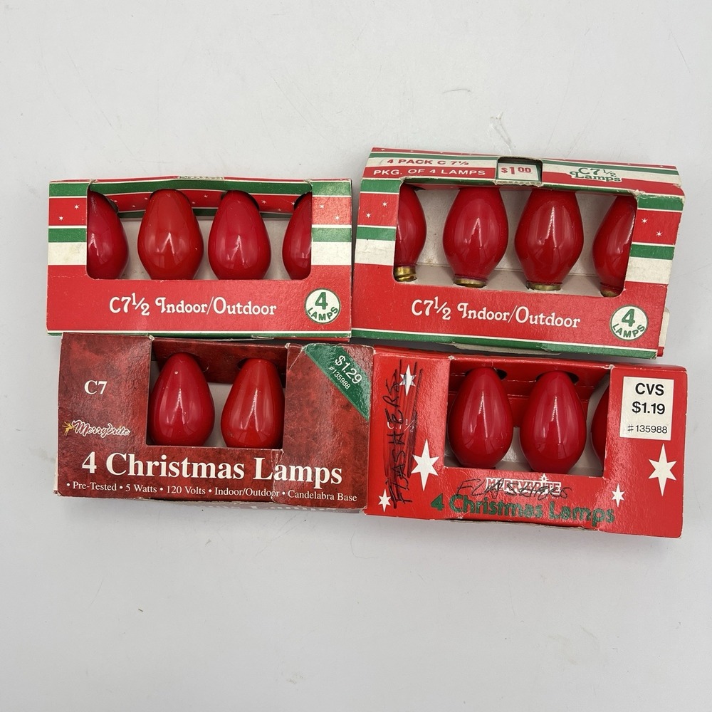 16 Count C7-1/2 & C7 Candelabra Base‎ Indoor Outdoor Bulbs  RED